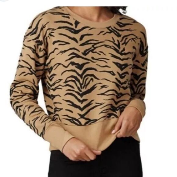 Madewell Tiger Stripe Crop Crewneck Sweatshirt - Picture 4 of 4